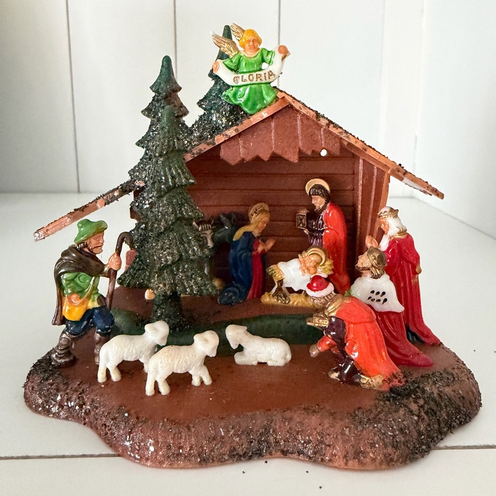 Vintage Nativity Christmas Diorama crèche 1960s Hong Kong